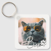Cat's Modern Simple Cool Grunge Naam en foto Sleutelhanger (Voorkant)
