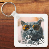 Cat's Modern Simple Cool Grunge Naam en foto Sleutelhanger (Voorkant)