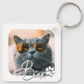 Cat's Modern Simple Cool Grunge Naam en foto Sleutelhanger (Achterkant)