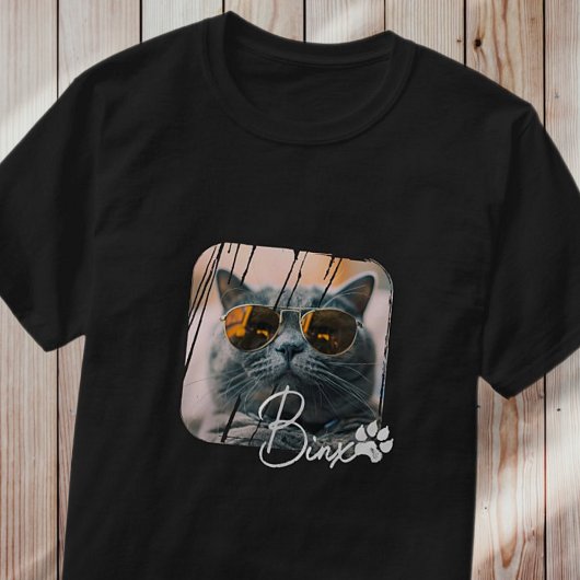 Cat's Modern Simple Cool Grunge Naam en foto T-shirt