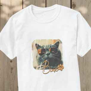 Cat's Modern Simple Cool Grunge Naam en foto T-shirt