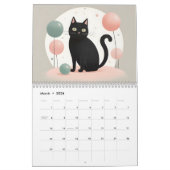 Cats noirs minimalistes 2025 Calendrier 12 mois (Mar 2026)