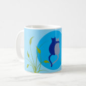 Cats on Blue Coffee Mug – Simple Cat Art  (Devant gauche)
