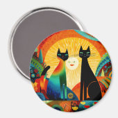 Cats on Bright and Colorful Background, Magneet (Voorkant / Achterkant)