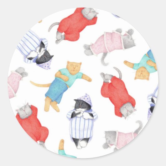 CATS PAJAMAS Small Round Stickers (Voorkant)