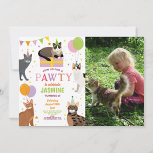 Cats Party Verjaardagsfeestje Meisjes Plezier Kaart