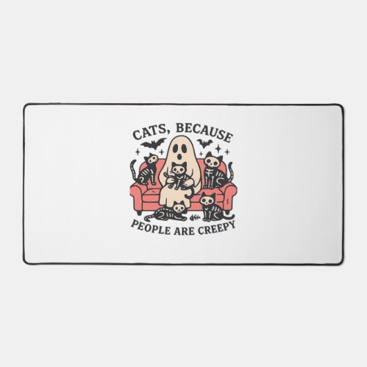 Cats People zijn griezelig skelet Halloween T-shir Bureaumat (Voorkant)
