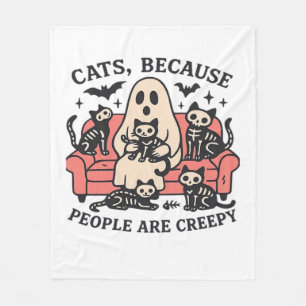 Cats People zijn griezelig skelet Halloween T-shir Fleece Deken