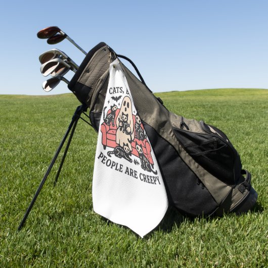 Cats People zijn griezelig skelet Halloween T-shir Golfhanddoek (Groen)