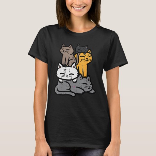Cats Piled Up Cute Kitten Feline Women Girls Kids T-shirt (Voorkant)