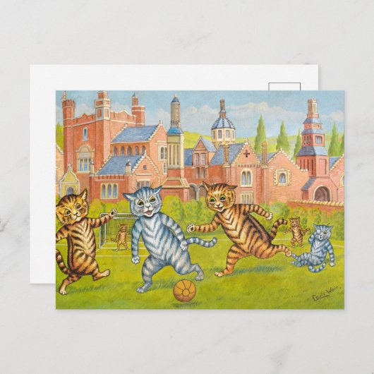 Cats Playing Football by Louis Wain Feestdagenkaart (Voorkant / Achterkant)