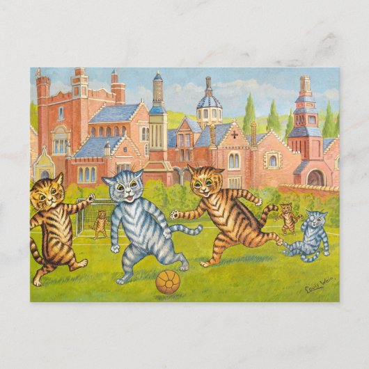Cats Playing Football by Louis Wain Feestdagenkaart (Voorkant)