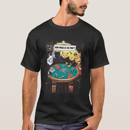 cats playing poker t-shirt (Voorkant)