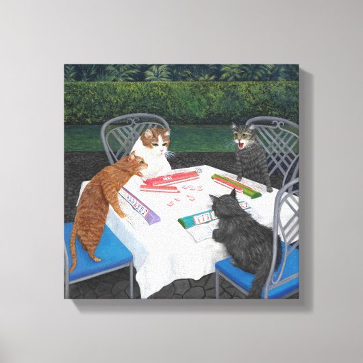 Cats Plays Mahjong Canvas Afdruk (Voorkant)