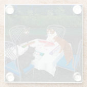Cats Plays Mahjong Glazen Onderzetter (Achterkant)