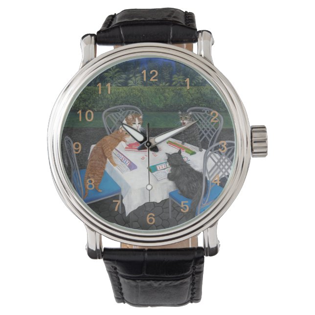 Cats Plays Mahjong Horloge (Voorkant)