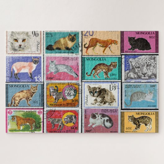 Cats Postage Timbres Collage Jigsaw Puzzle (Horizontal)