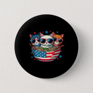 Cats Ramen Anime Amerikaanse vlag USA Grappig 4th Ronde Button 5,7 Cm