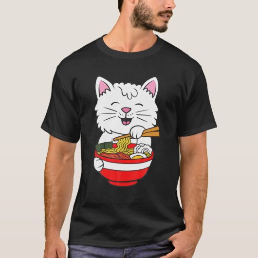Cats Ramen Anime Kawaii Neko T-shirt (Voorkant)