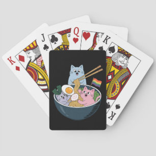 Cats Ramen Rainbow LGBTQ Gay Lesbian Pride Ally Pokerkaarten