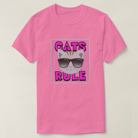 CATS RULE PINK Cute Cat Lover tshirt (Design voorkant)