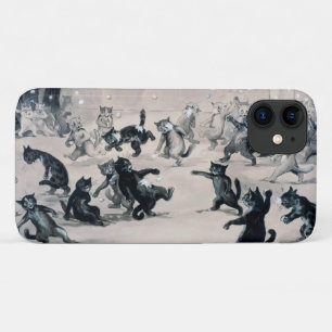 Cats Snowball Fight, Louis Wain iPhone 11 Hoesje