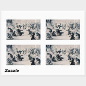 Cats Snowball Fight, Louis Wain Rechthoekige Sticker (Vel)