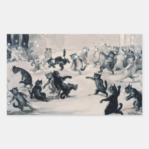 Cats Snowball Fight, Louis Wain Rechthoekige Sticker