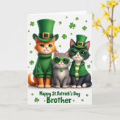 Cats St Patricks Day Faux Gold Card Kaart (Gele Bloem)