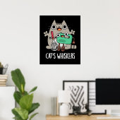Cat's Whiskers Funny Baking Pun Dark BG Poster (Thuiskantoor)