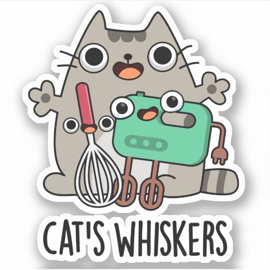 Cat's Whiskers Funny Baking Pun Sticker (Voorkant)