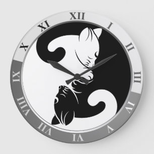 Cats yin yang grote klok
