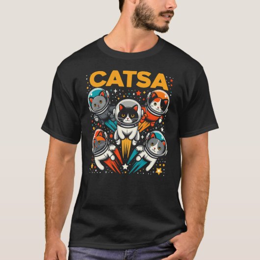 Catsa Cat Astronauts Kitten Space Astronomy Cartoo T-shirt (Voorkant)