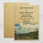 Catskills Mountains Wedding Invitation Vintage Kaart (Voorkant / Achterkant)