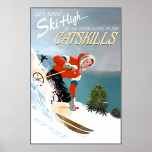 Catskills New York Sneeuw Ski Reisposter Parijs Poster