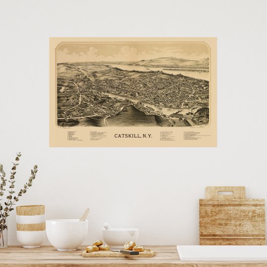 Catskills, NY Panoramic Map - 1889 Poster (Keuken)