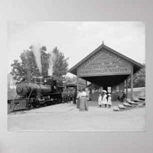 Catskills-spoorwegstation, 1902. Antieke foto Poster