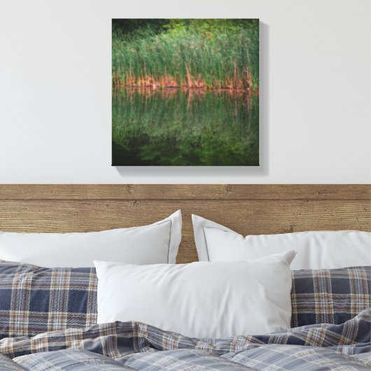Cattail Reflections in Pond Orton Effect Canvas Afdruk (Insitu (Slaapkamer))