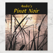 Cattails à Sunset Pond Wine Étiquette (Étiquettes simples)