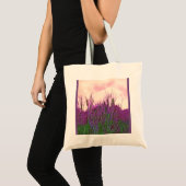 Cattails met drastische roze lucht en paarse blade tote bag (Voorkant (product))