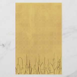 Cattails Pen en Ink Planten Tekening Briefpapier