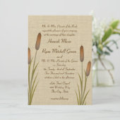 Cattails Rustic Lake Wedding Kaart (Staand voorkant)