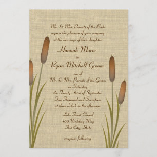 Cattails Rustic Lake Wedding Kaart