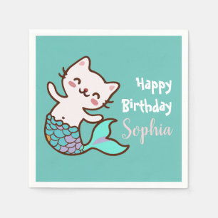 Catte Meermin Cute Meowmaid Purrmaid Meisje Verjaa Servet