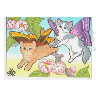 Catterflies die het Label van de hemel nabij lente