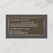 Cattery, huisdier-instapservice visitekaartje (Achterkant)