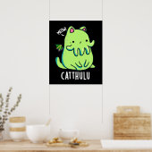 Catthulu Funny Cthulhu Cat Pun Dark BG Poster (Keuken)
