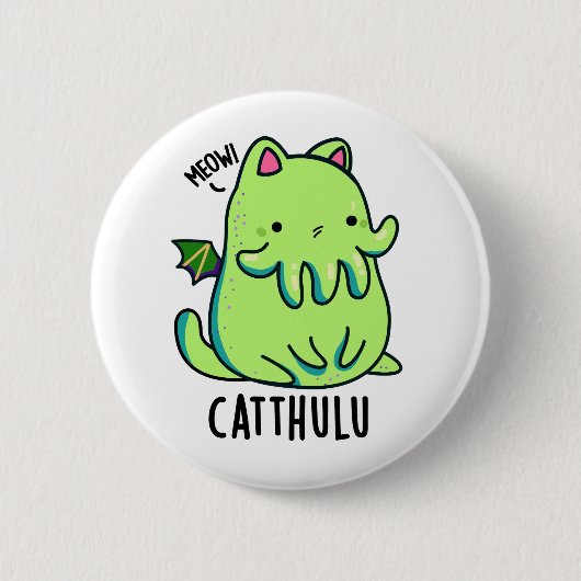 Catthulu Funny Cthulhu Cat Pun Ronde Button 5,7 Cm (Voorkant)