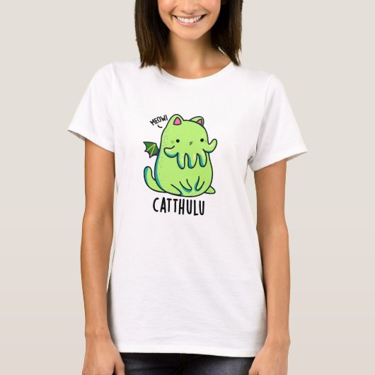 Catthulu Funny Cthulhu Cat Pun T-shirt (Voorkant)