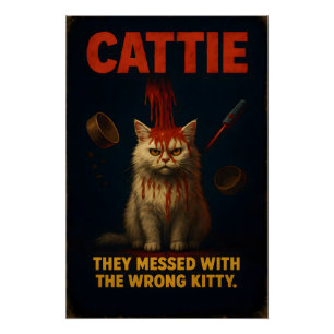 CATTIE – Grappige Horror Kat Parodie Perfect Poster